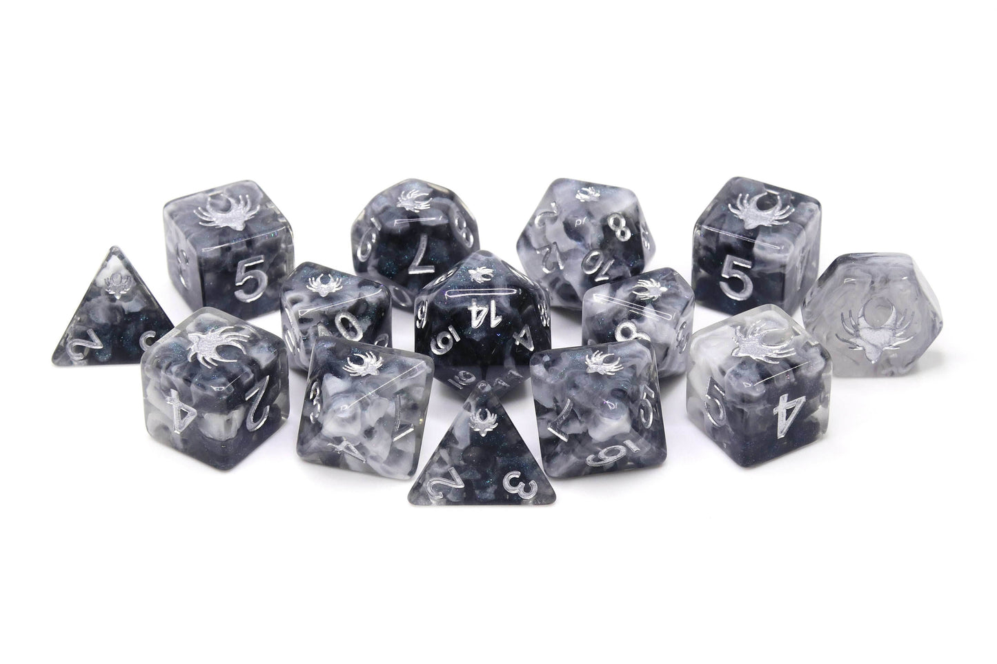 Misty Step - 14 Piece DnD Dice Set | Acrylic RPG Gaming Dice - 
