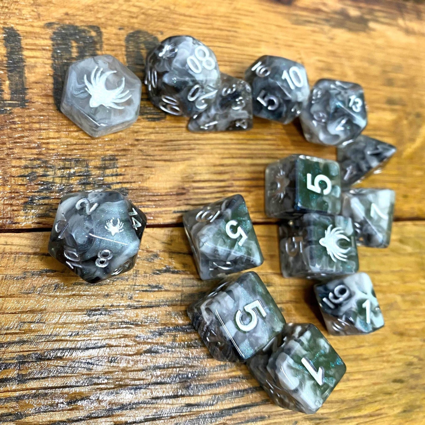 Misty Step - 14 Piece DnD Dice Set | Acrylic RPG Gaming Dice - 
