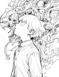 Mob Psycho 100 Coloring Page - Facing the Abyss Spirit Monster Art