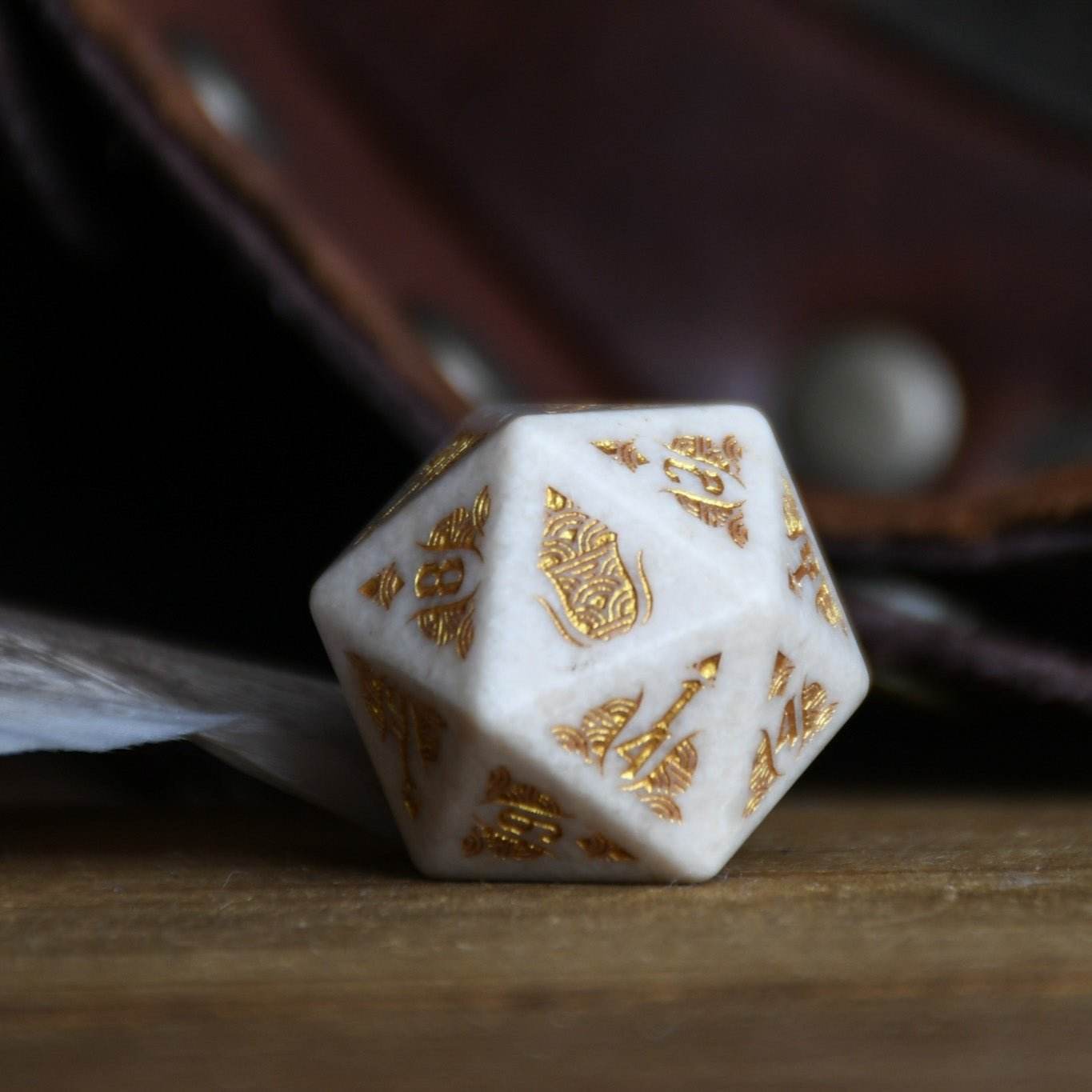 Mongolian White Opal Stone Dice Set - Dice Around the World Collection - 