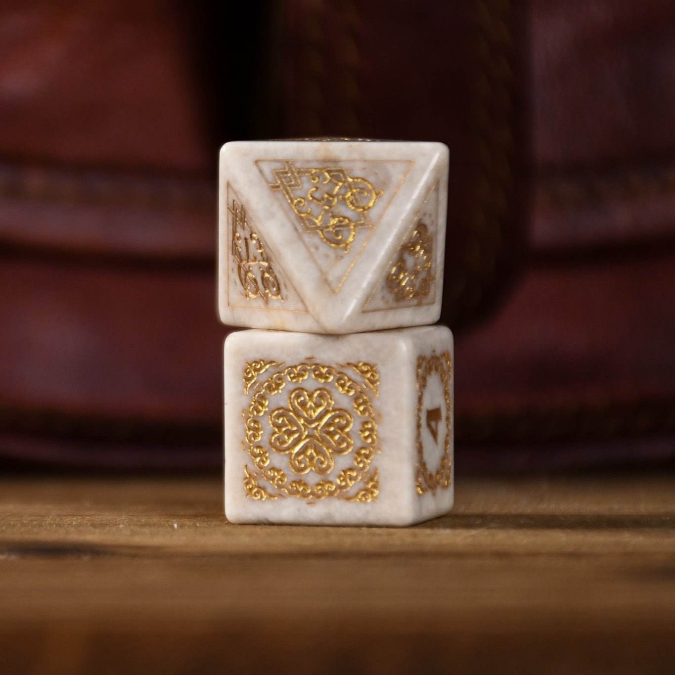 Mongolian White Opal Stone Dice Set - Dice Around the World Collection - 