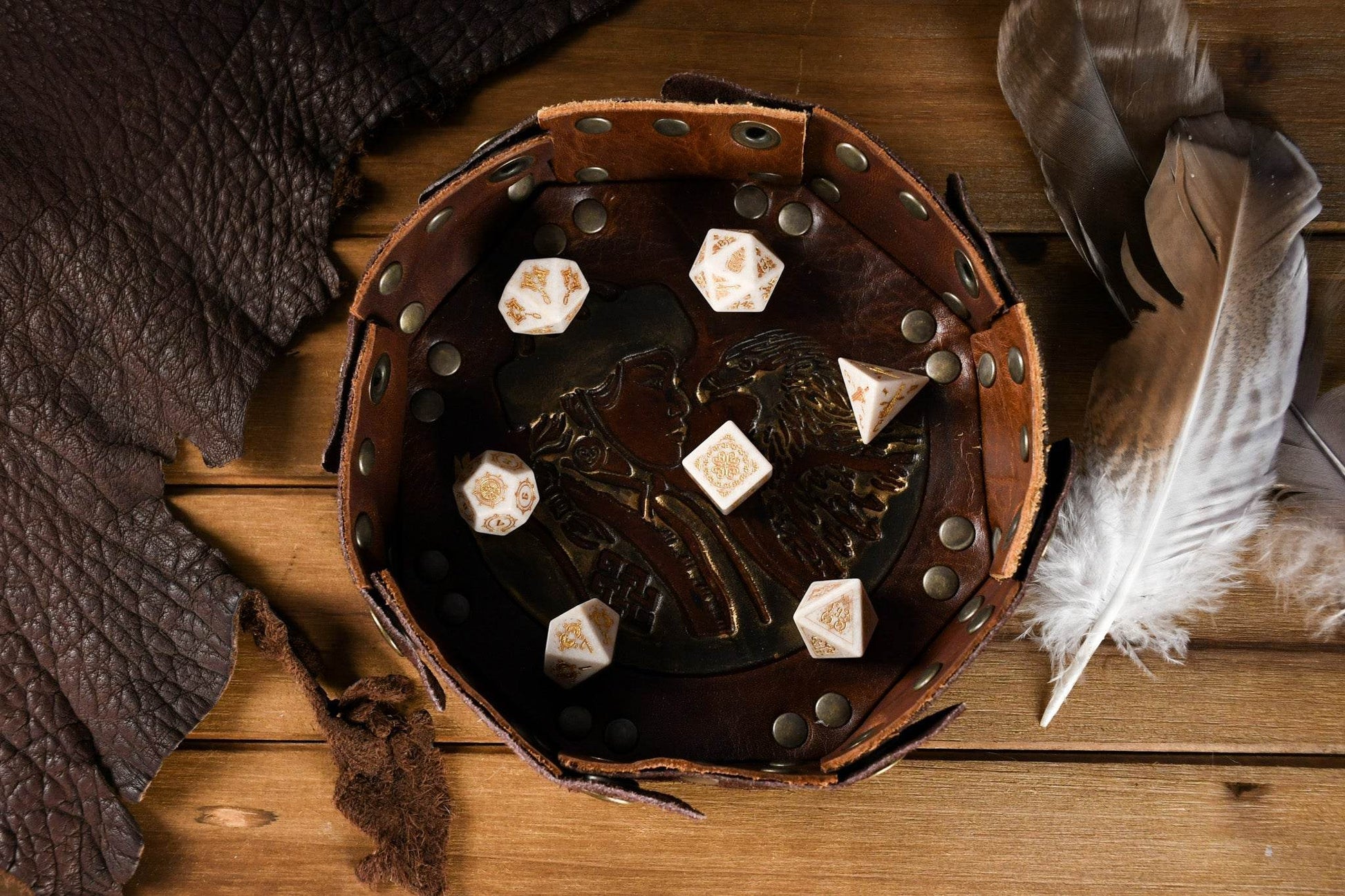 Mongolian White Opal Stone Dice Set - Dice Around the World Collection - 