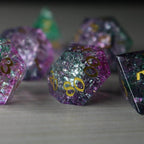 Moon Gate Purple Forge Fire Glass DND Dice Set - Full Set And Free Dice Box
