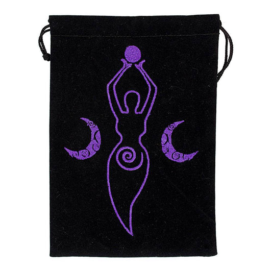 Moon Goddess Black Velvet Embroidered Bag - 
