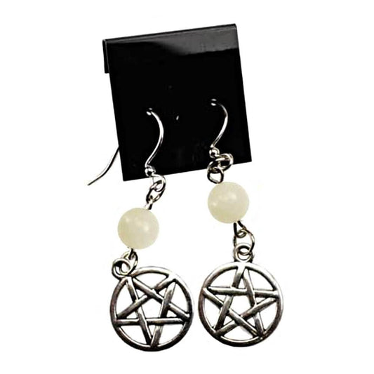 Moonstone Pentagram Earrings - 