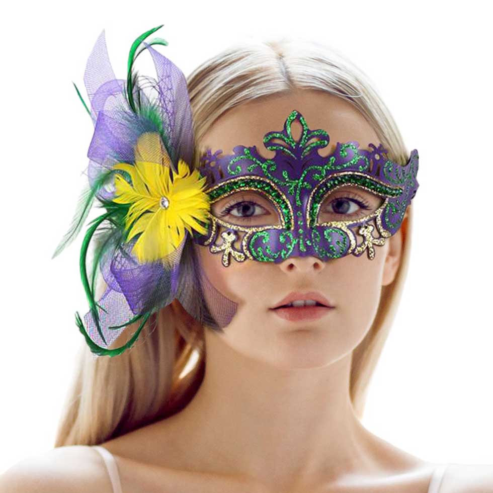 Mardi Gras Mask Venetian Feather Masquerade