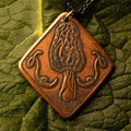 Morel and Amanita Mushrooms of Earth Charm or Necklace in Solid Copper - Charm only