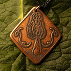 Morel and Amanita Mushrooms of Earth Charm or Necklace in Solid Copper - Charm only