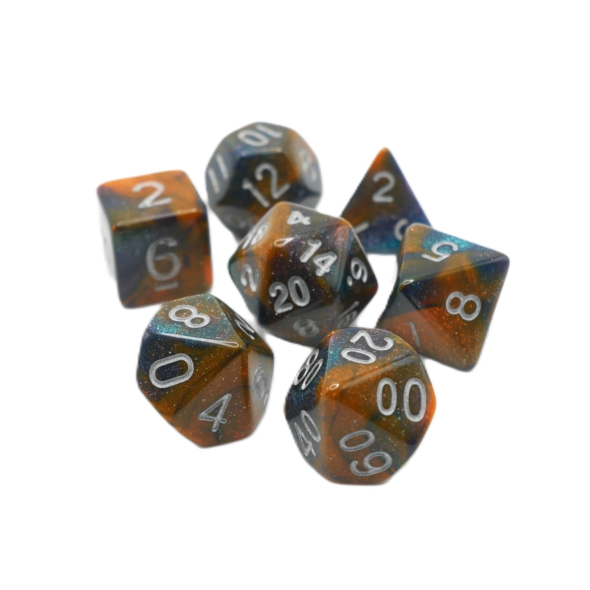 Mysterious Ink - 7 Piece DnD Dice Set | Acrylic RPG Gaming Dice - 