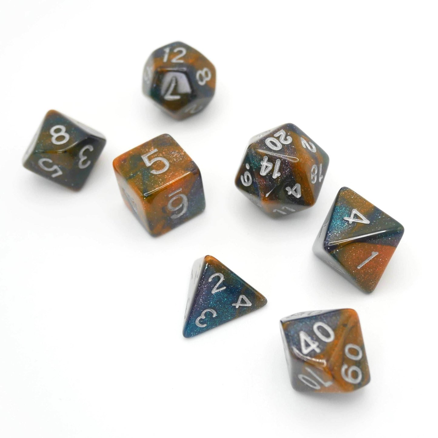 Mysterious Ink - 7 Piece DnD Dice Set | Acrylic RPG Gaming Dice - 
