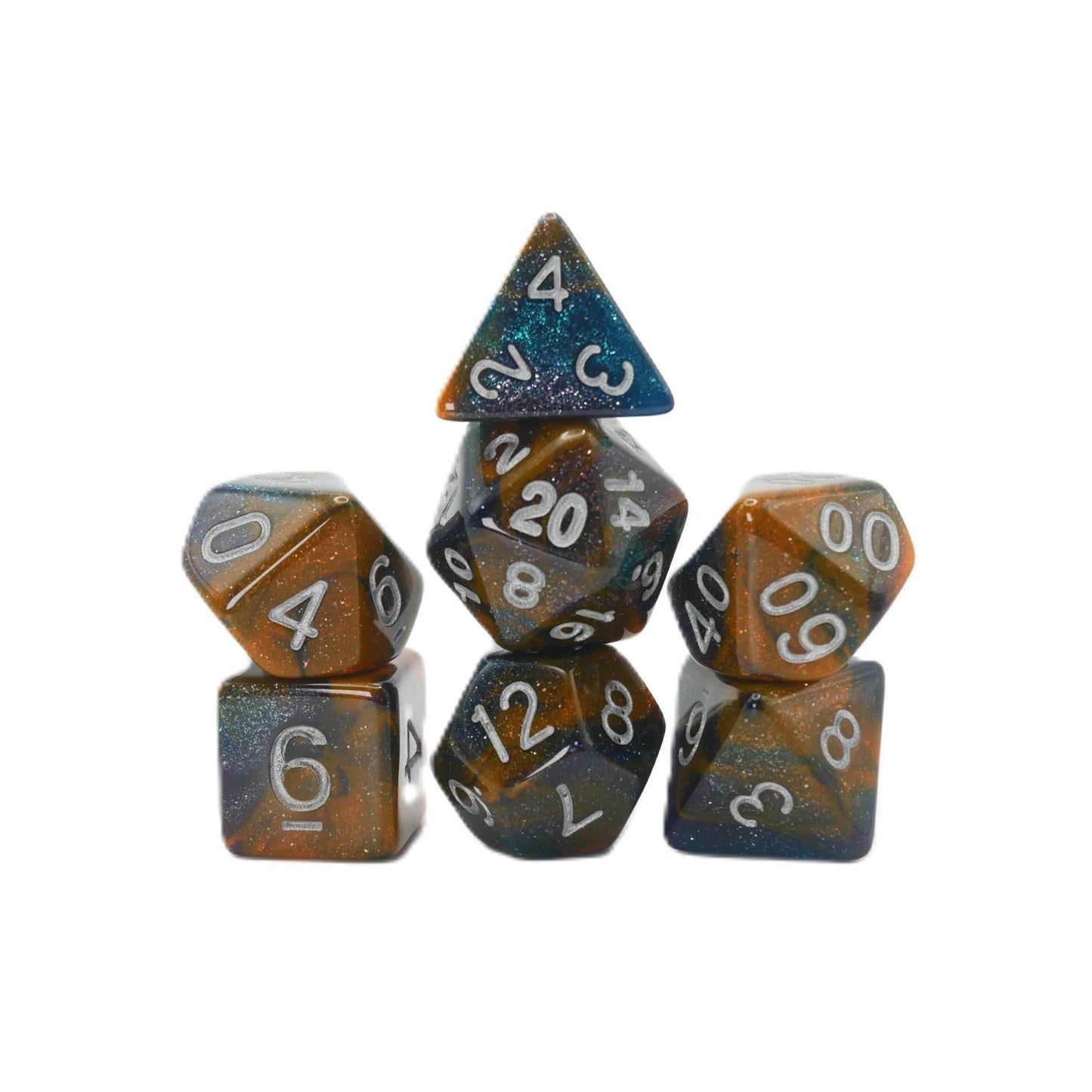 Mysterious Ink - 7 Piece DnD Dice Set | Acrylic RPG Gaming Dice - 