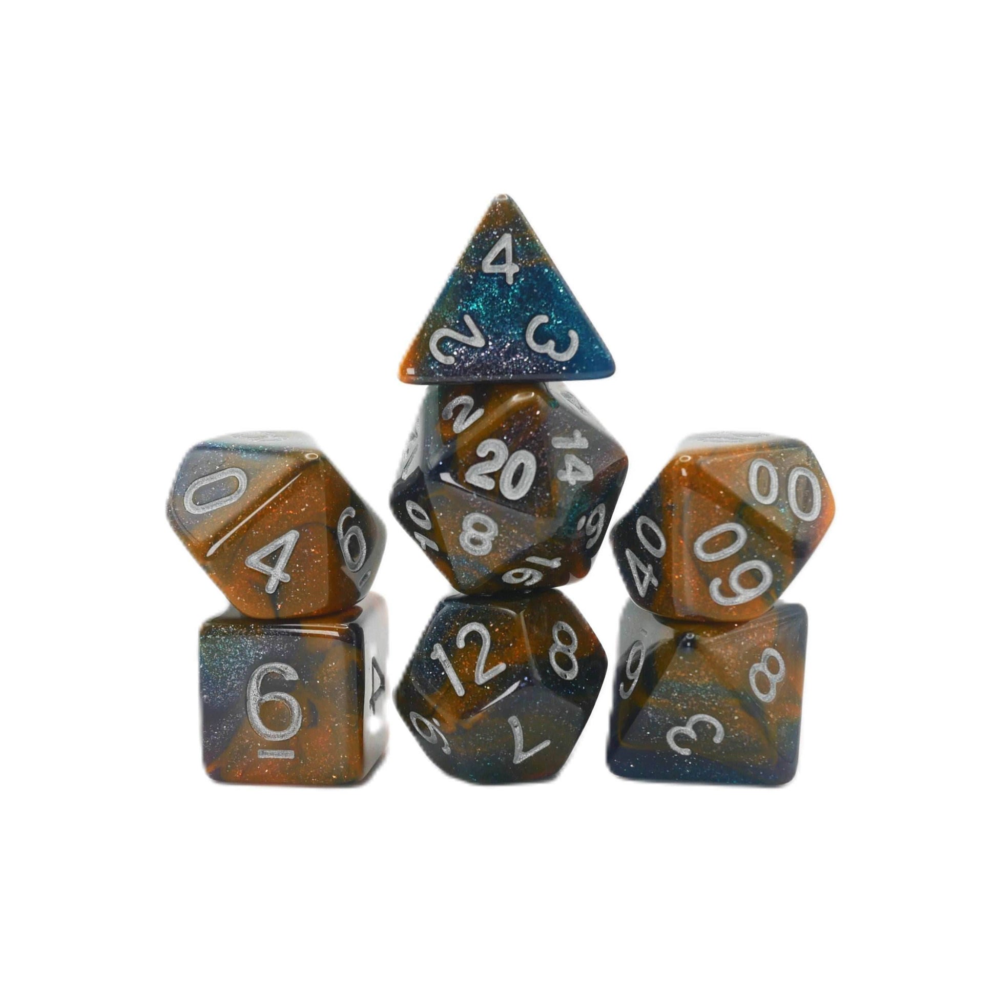 Mysterious Ink - 7 Piece DnD Dice Set | Acrylic RPG Gaming Dice - 