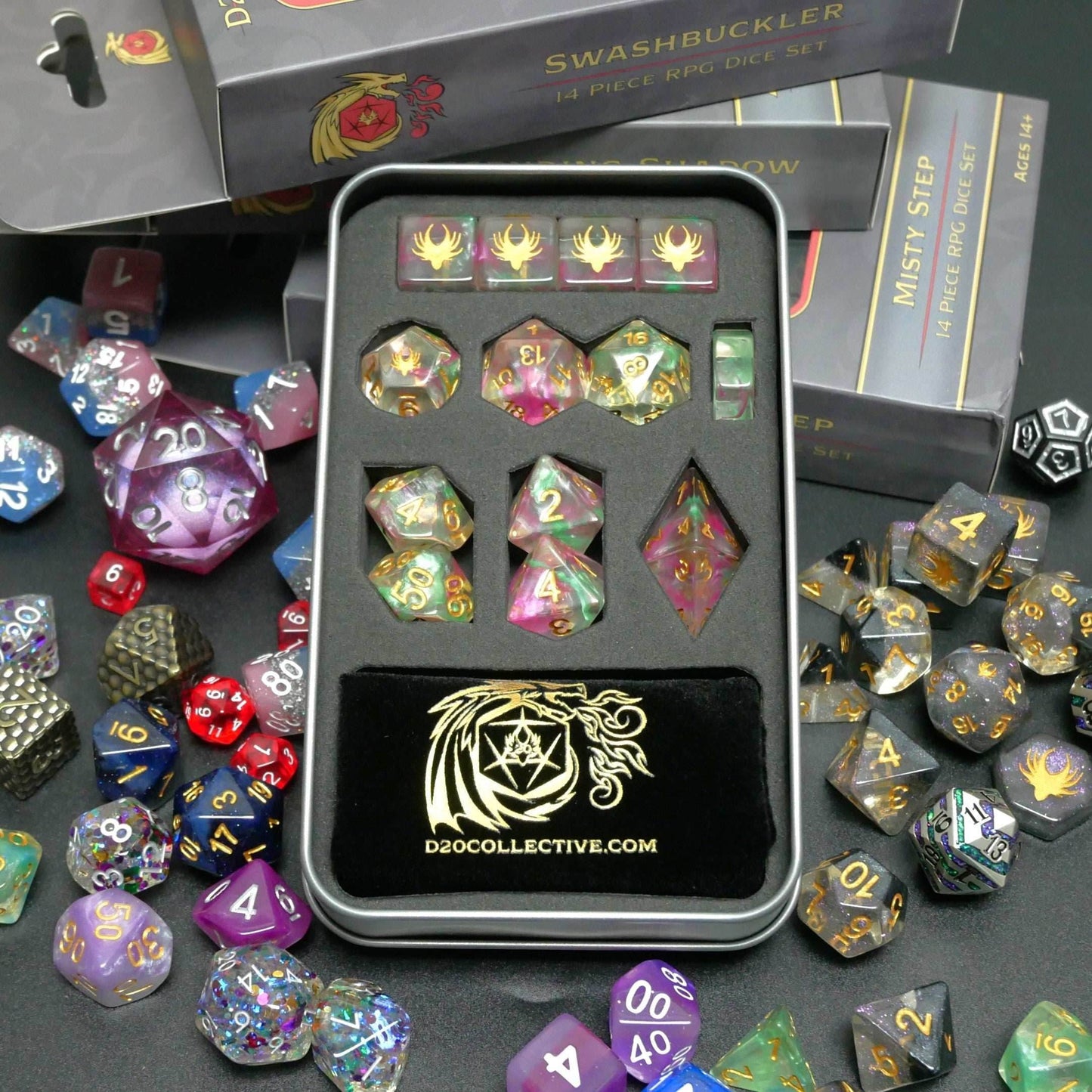Mystery Hoard - 4x 14pc Dice Set Bundle + 1 RPG Accessory - 