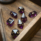 Mystic Violet Resin DND Dice Set - Full Set And Free Dice Box