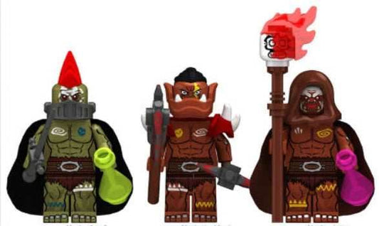 Orc Mage, Orc Berserker, and Orc Rogue custom Minifigs - 