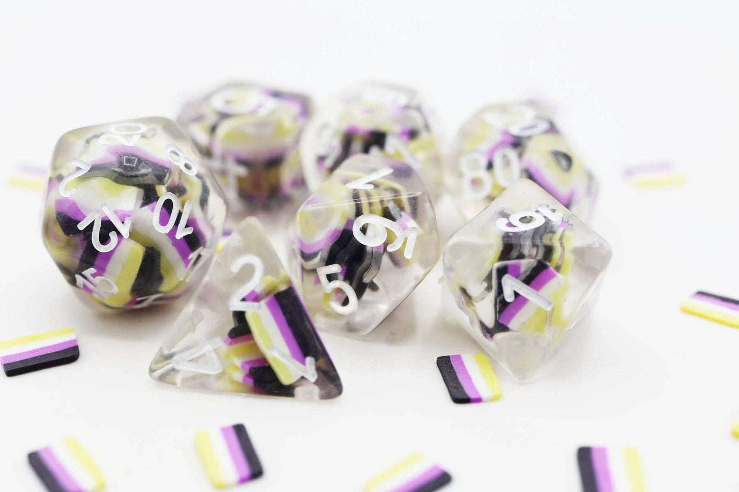 Foam Brain Games Pride Flag RPG Dice Set - Nonbinary