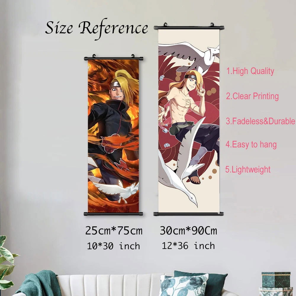 Naruto Shippuden Akatsuki Members Posters, Hot Japanese Anime Poster Scroll Style Canvas Wall Art Wall Hanging Home Decor