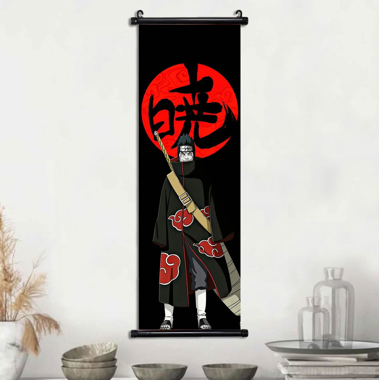 Naruto Shippuden Akatsuki Members Posters, Hot Japanese Anime Poster Scroll Style Canvas Wall Art Wall Hanging Home Decor