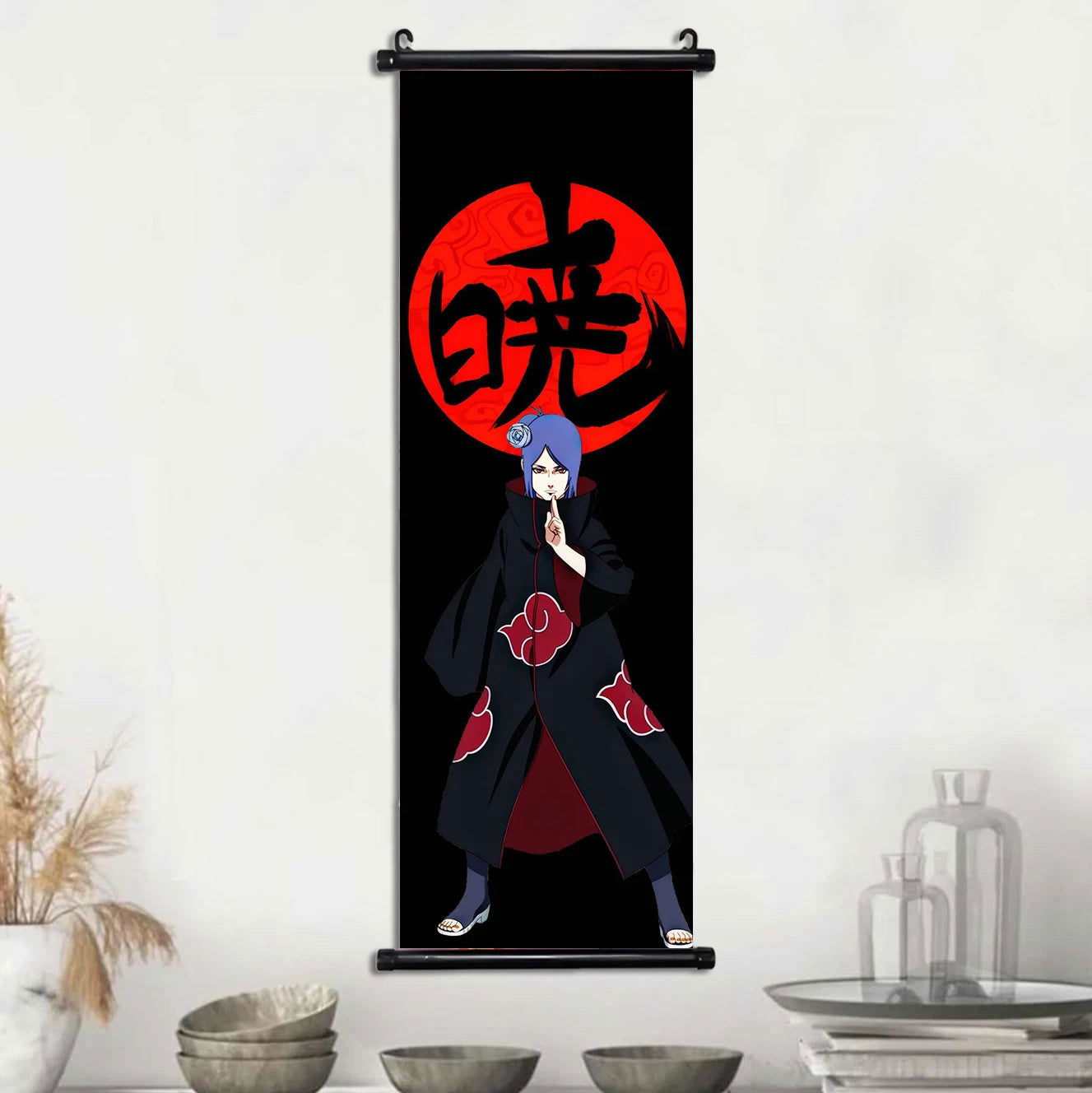 Naruto Shippuden Akatsuki Members Posters, Hot Japanese Anime Poster Scroll Style Canvas Wall Art Wall Hanging Home Decor