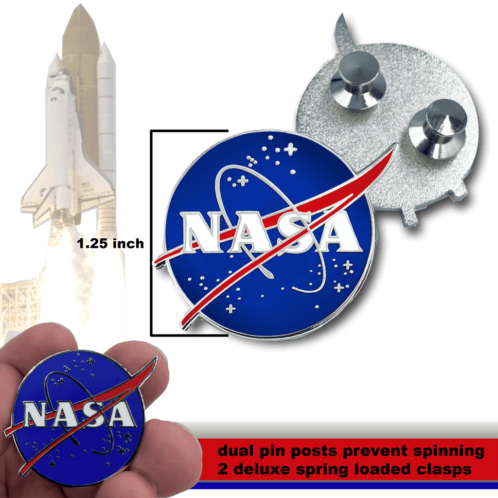 CC-008 NASA Pin with dual pin posts and deluxe pin clasps - 