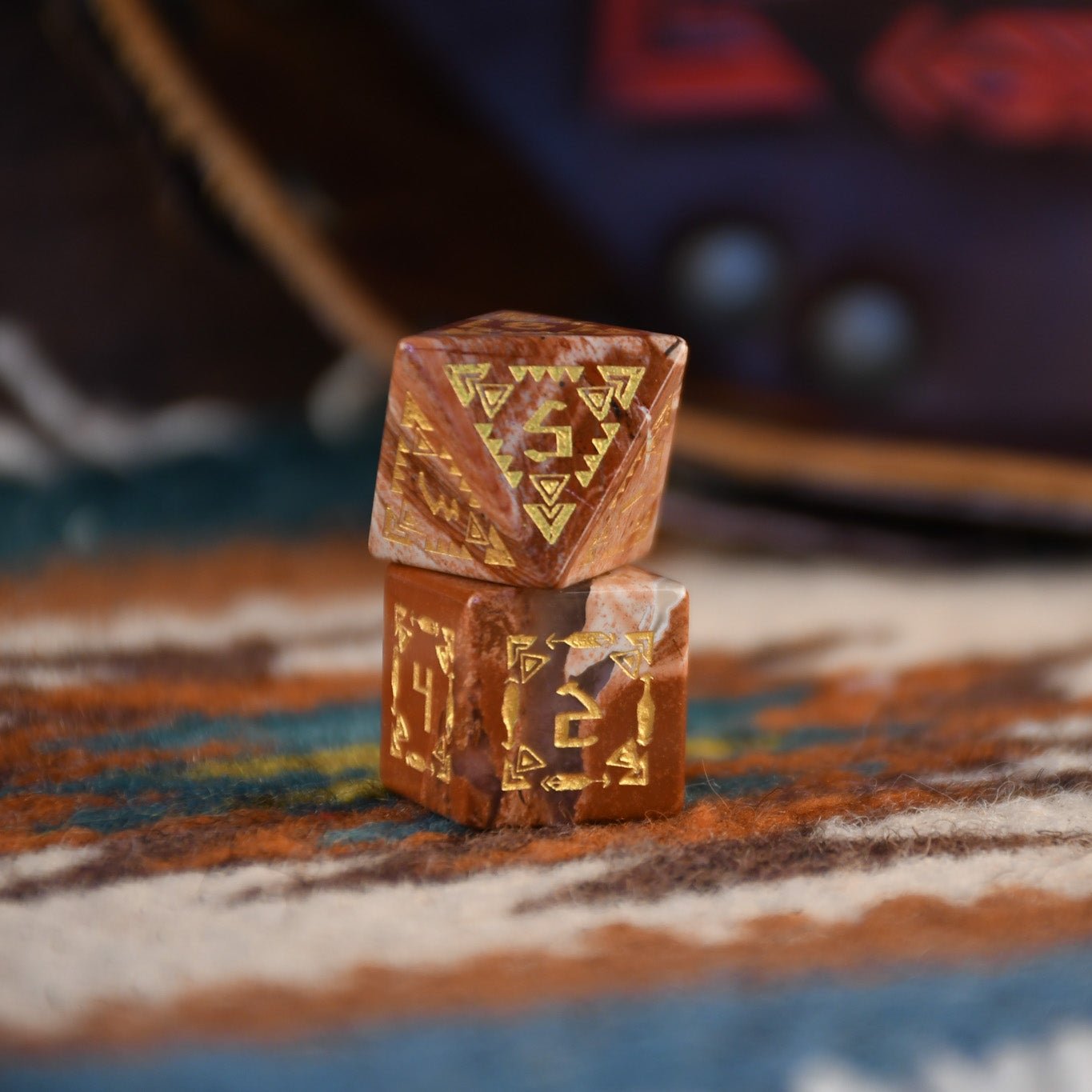 Navajo Red Jasper Stone Dice Set