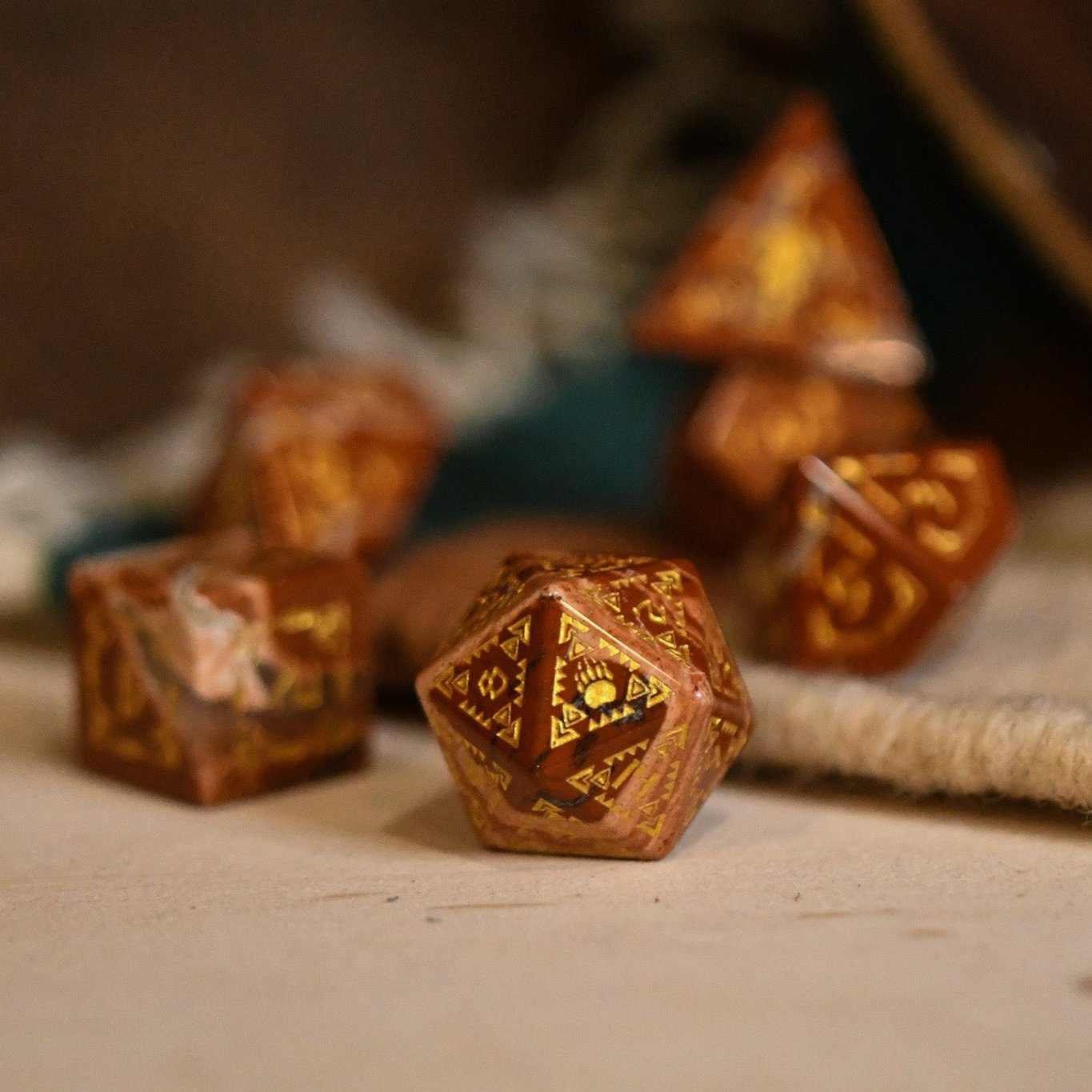 Navajo Red Jasper Stone Dice Set