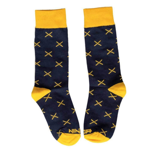 Fortnite Ninja Navy & Yellow Socks - Adult - One Size Fits All