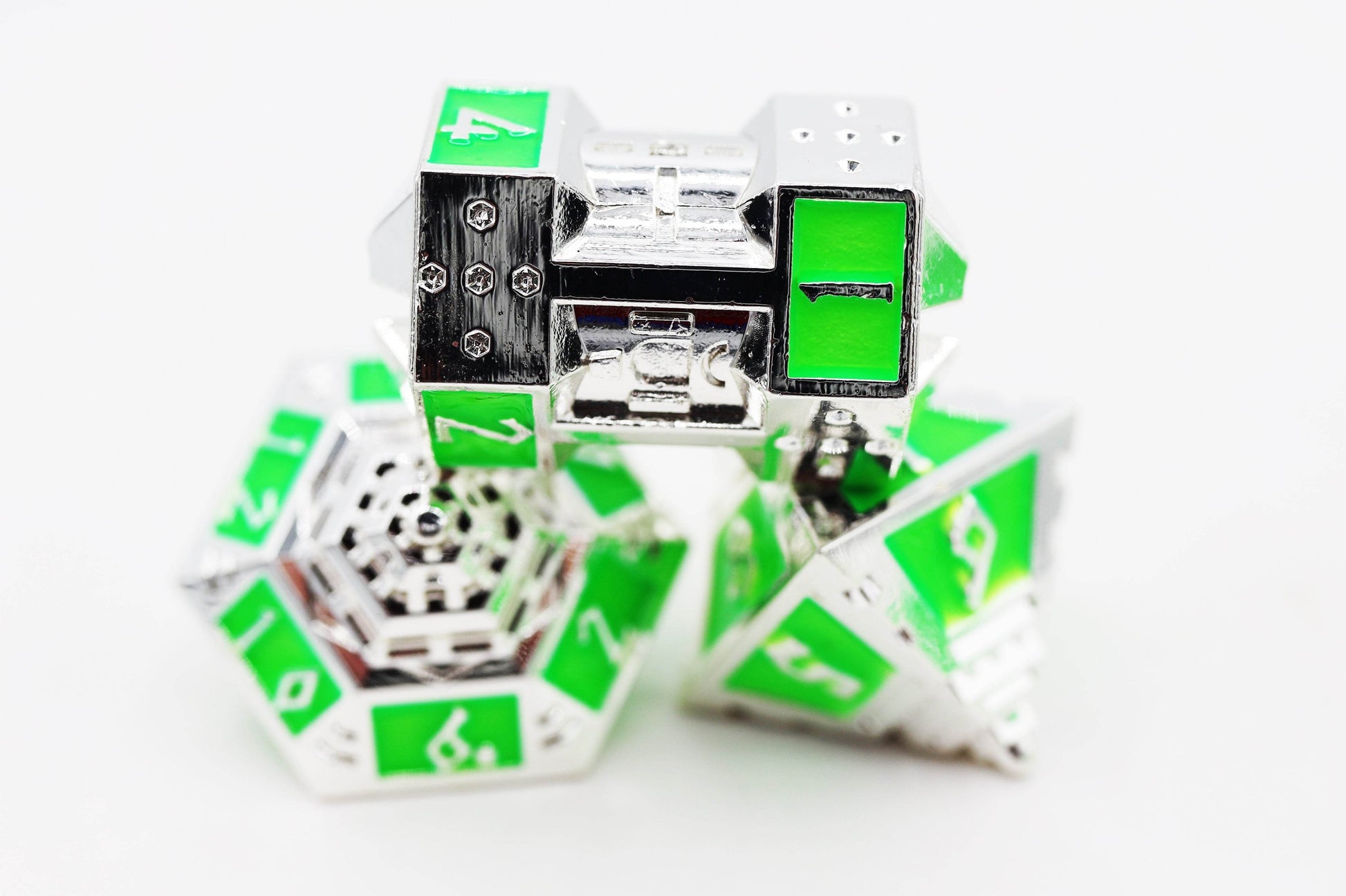Dice 51: Neon Diamonds - Metal RPG Dice Set - 