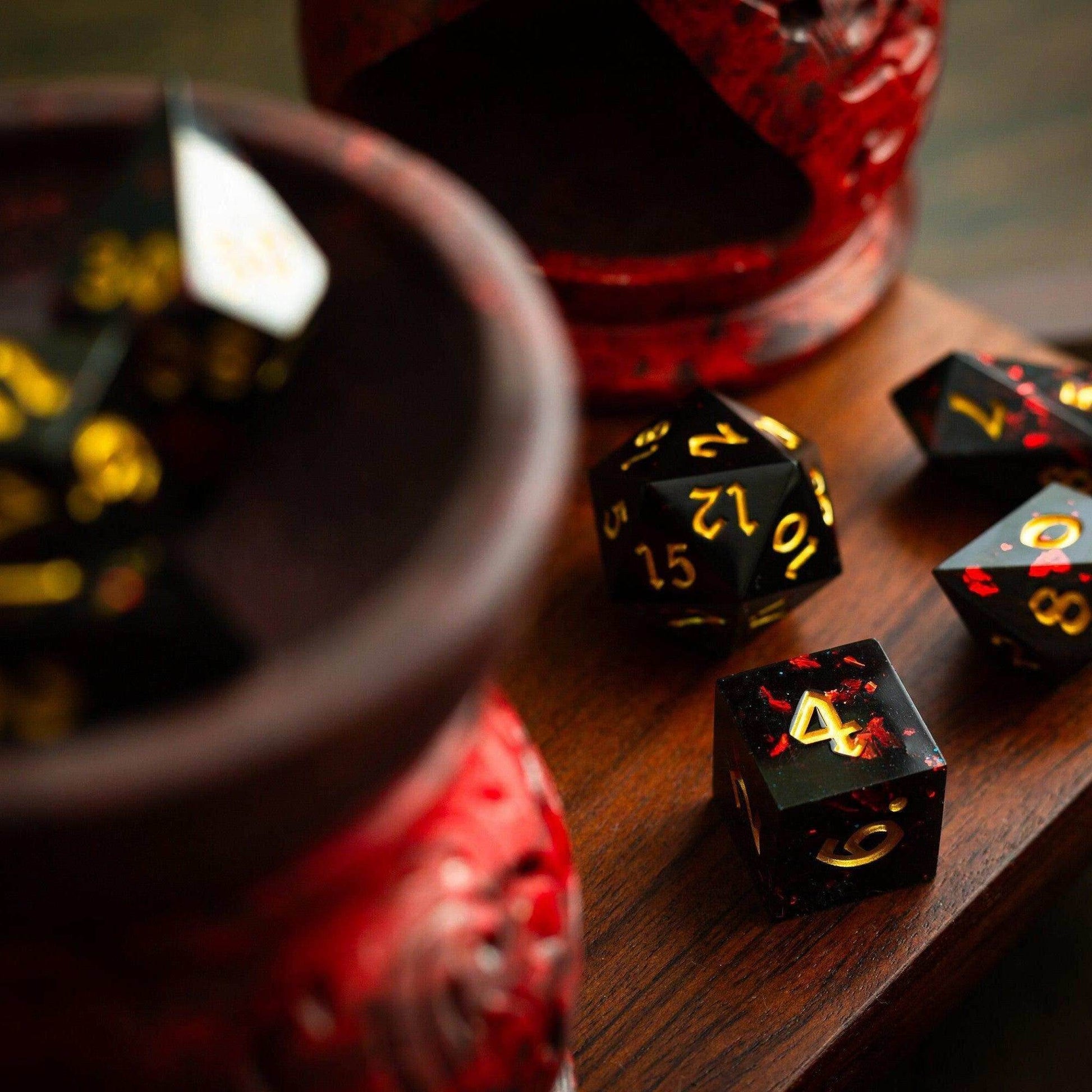 Night Blood Handmade Resin DND Dice Set - Only 1 D20
