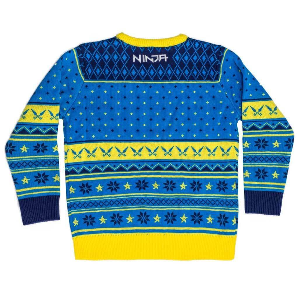 Fortnite Ninja Logo Ugly Christmas Sweater Shurikens Pattern - S