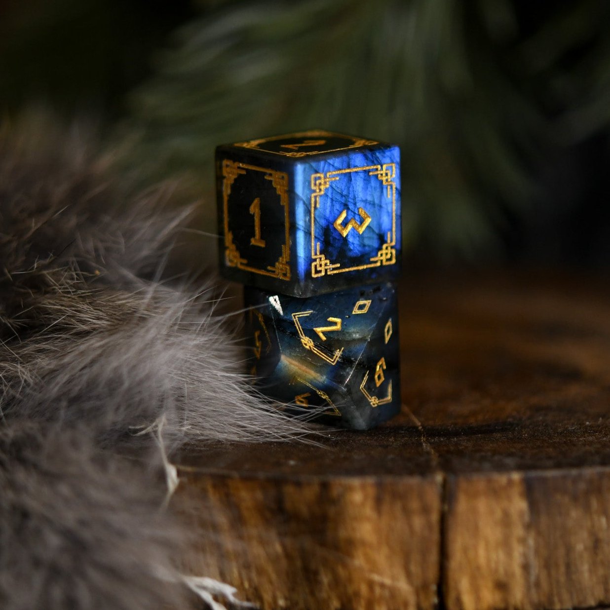 Nordic Black Labradorite Stone Dice Set