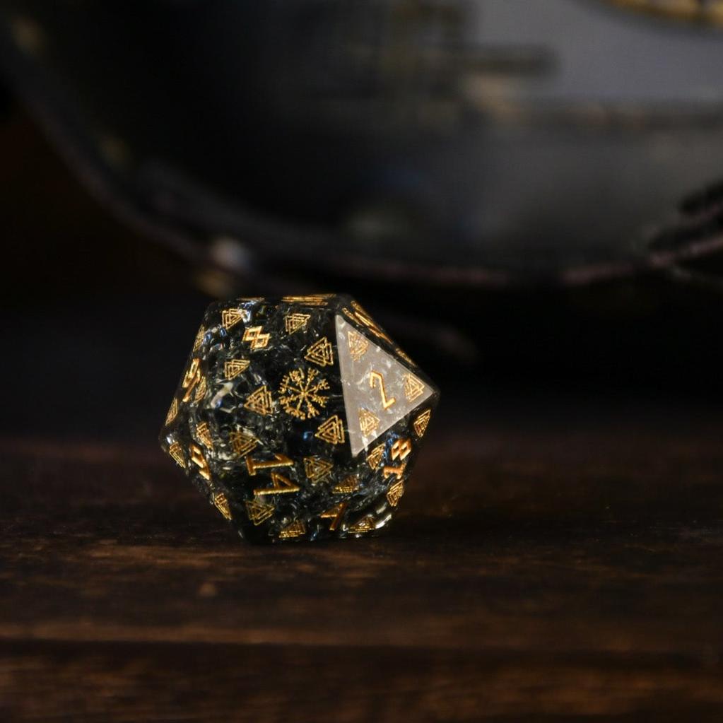 Nordic Black Shattered Glass Dice Set