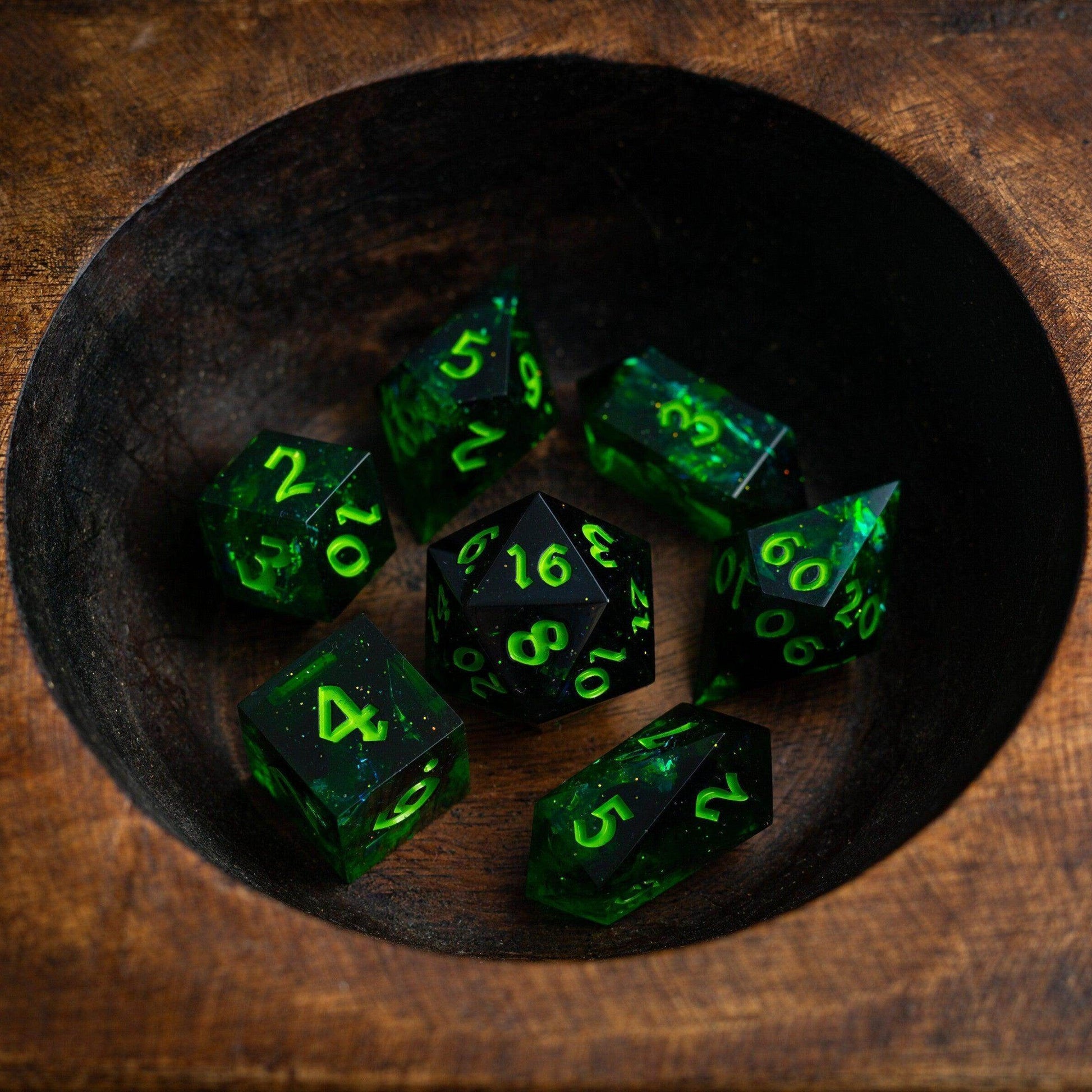 Nox Green Handmade Resin DND Dice Set - Only 1 D20