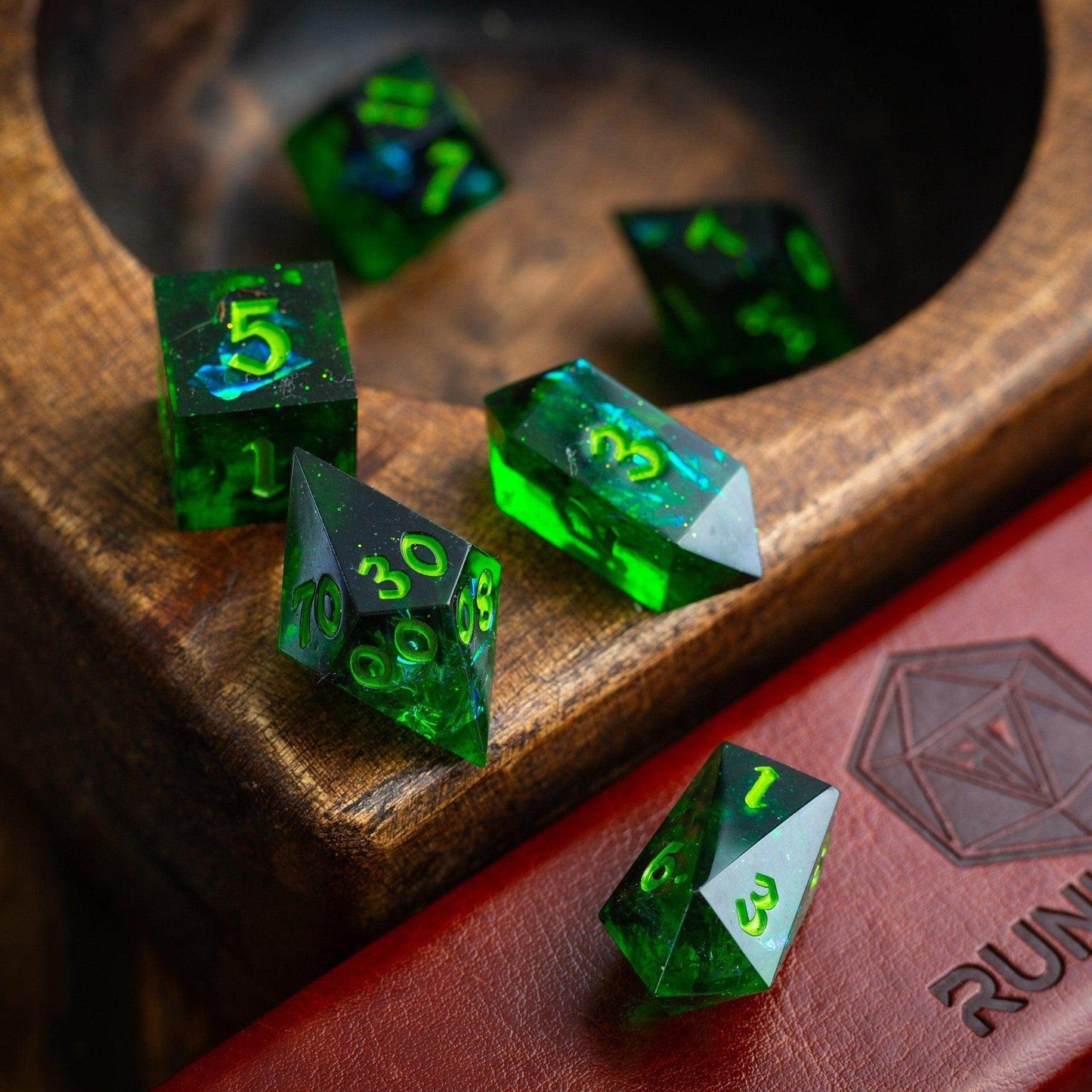 Nox Green Handmade Resin DND Dice Set - Only 1 D20