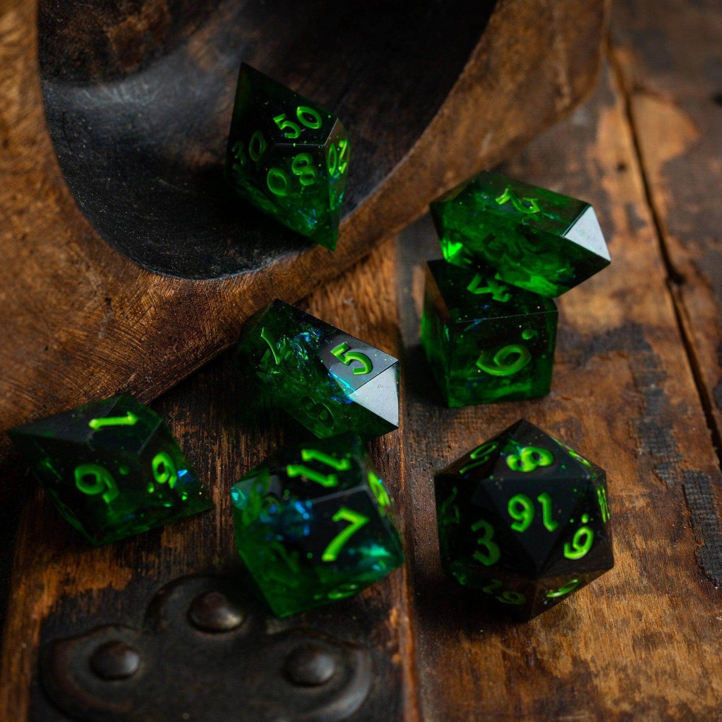 Nox Green Handmade Resin DND Dice Set - Only 1 D20