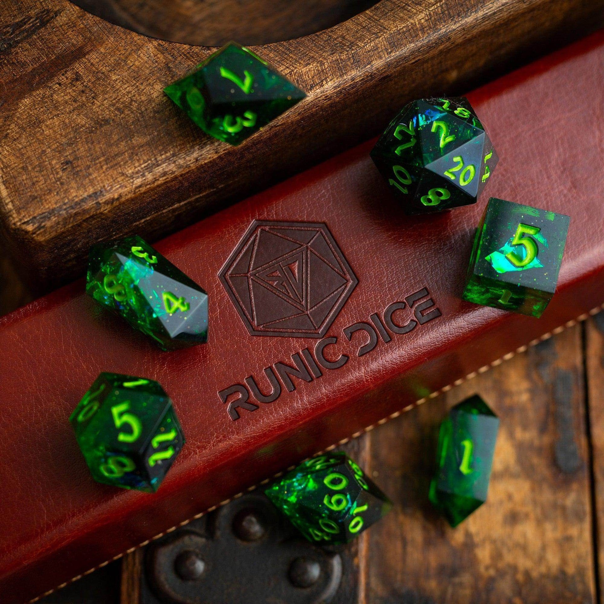 Nox Green Handmade Resin DND Dice Set - Only 1 D20