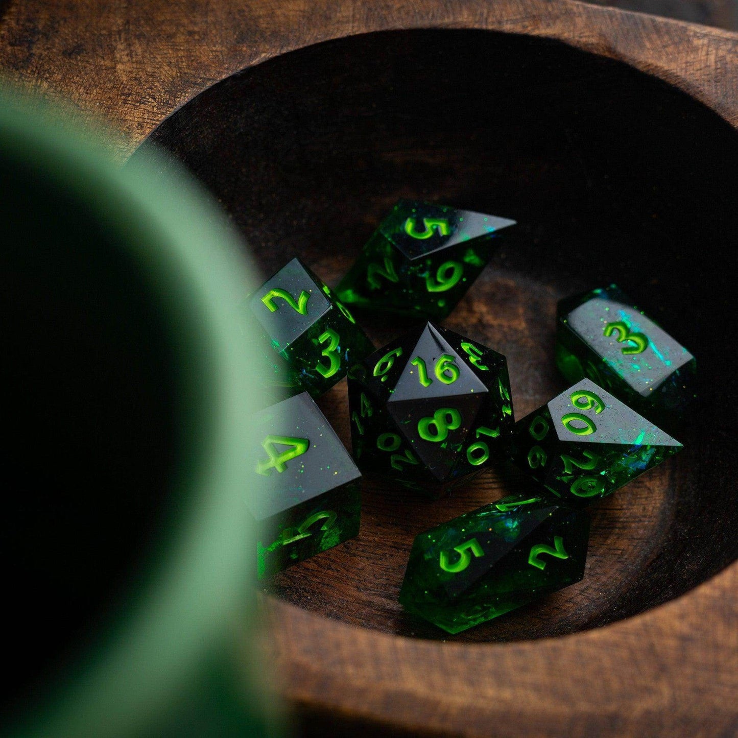 Nox Green Handmade Resin DND Dice Set - Only 1 D20