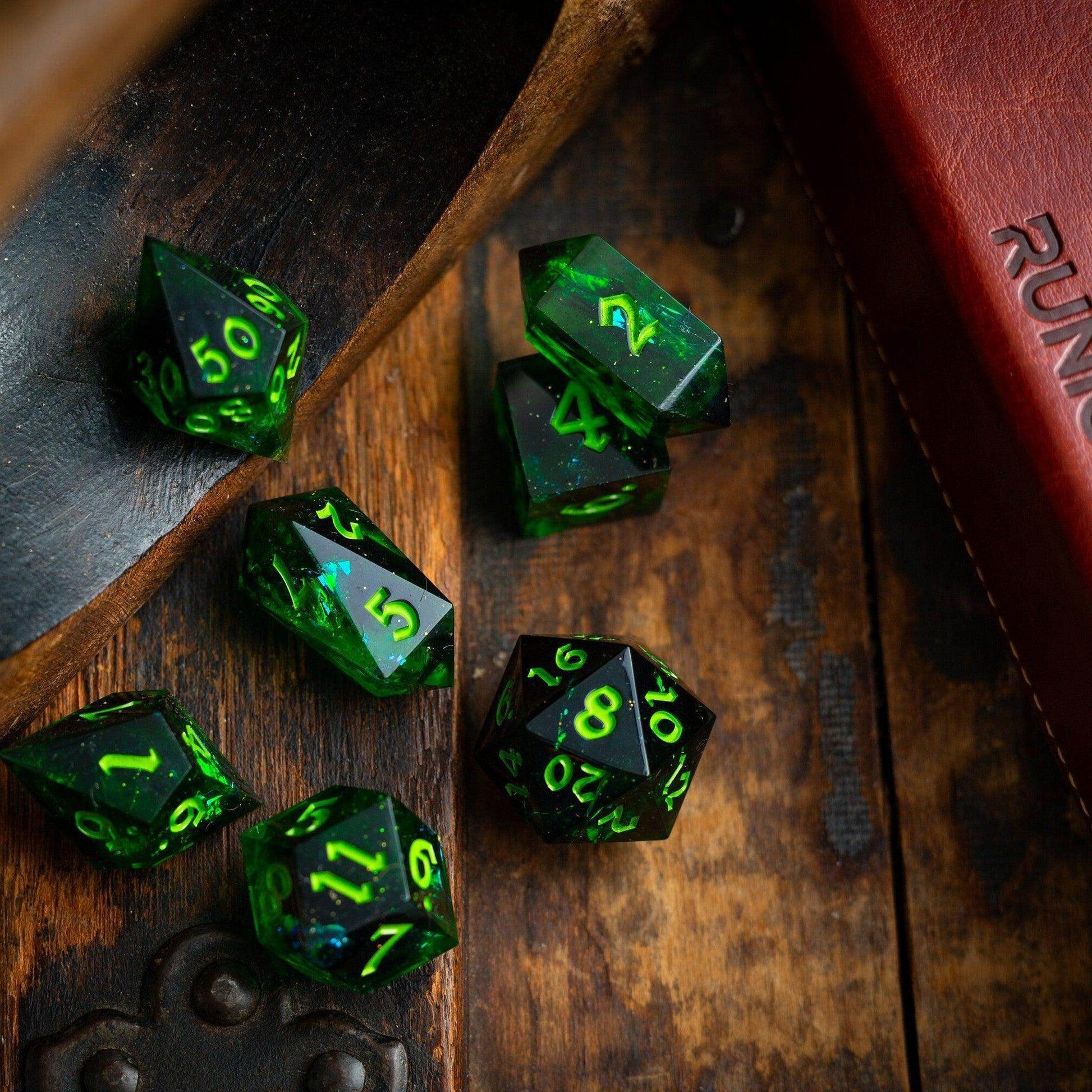 Nox Green Handmade Resin DND Dice Set - Only 1 D20