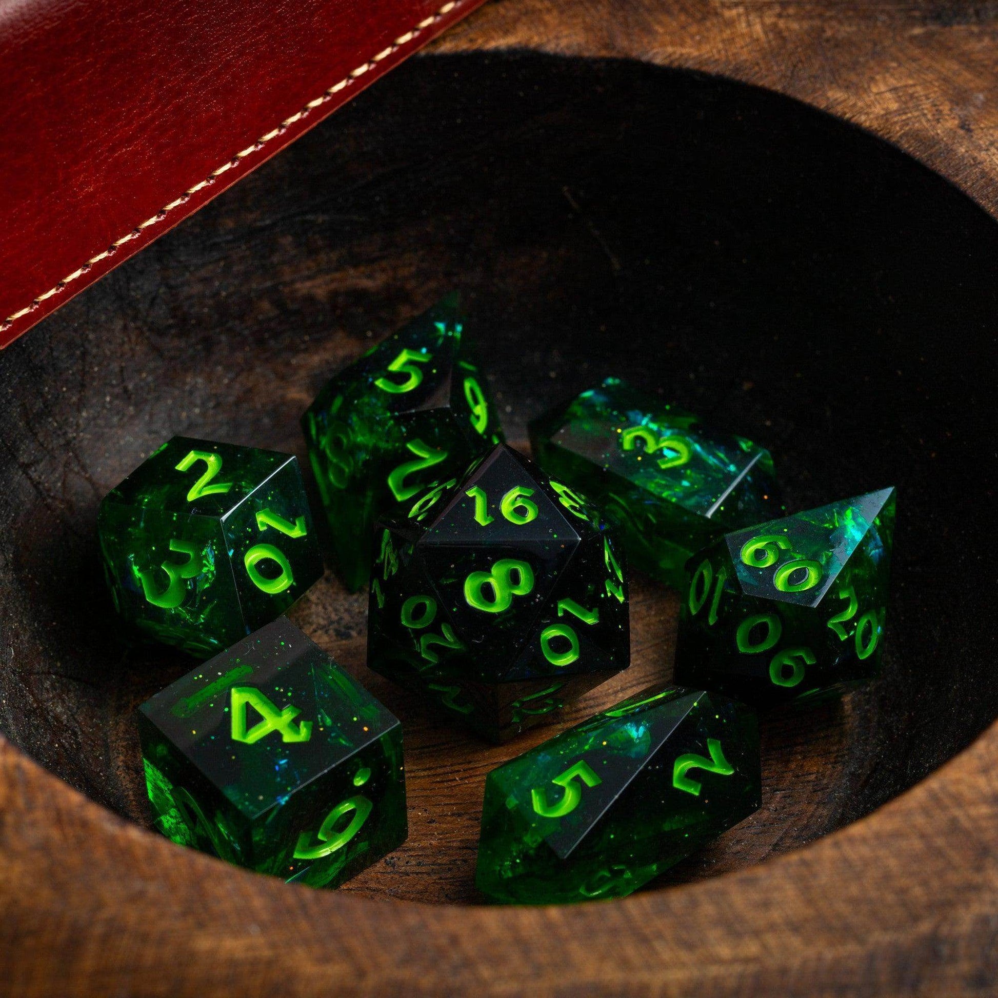 Nox Green Handmade Resin DND Dice Set - Only 1 D20