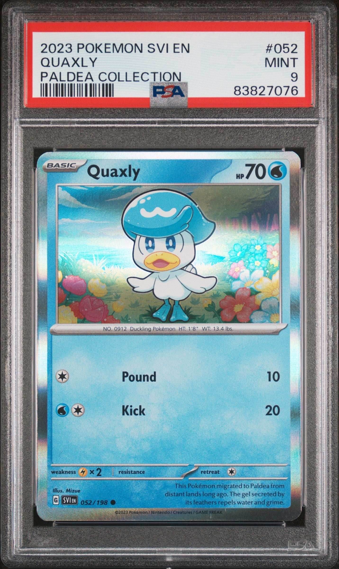 2023 POKEMON SVI EN-SCARLET & VIOLET QUAXLY PALDEA COLLECTION #52 PSA 9 - 