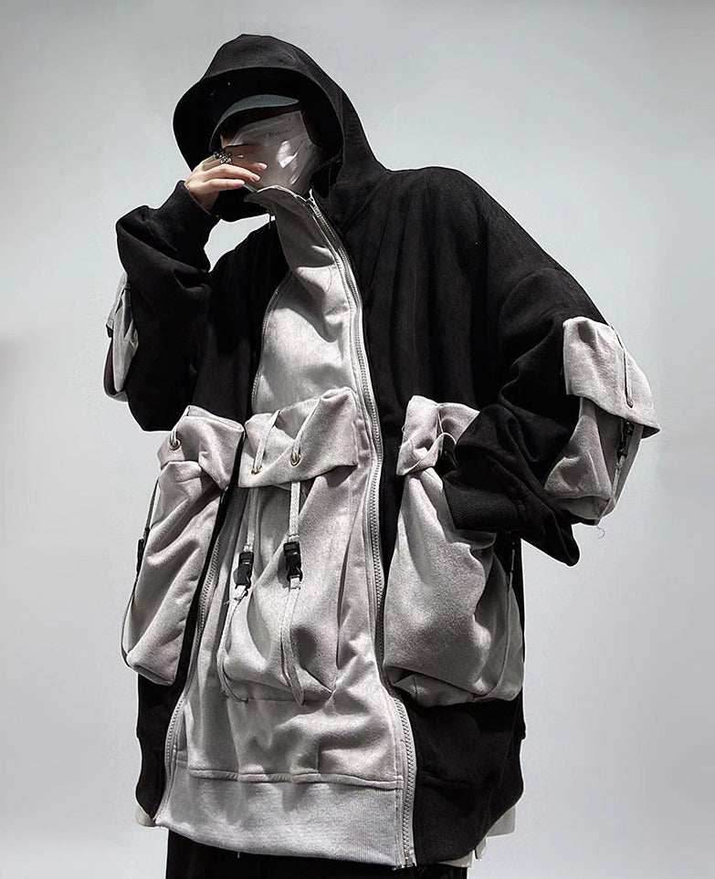 YEH1 Patchwork Functional Hoodie - Grey / S