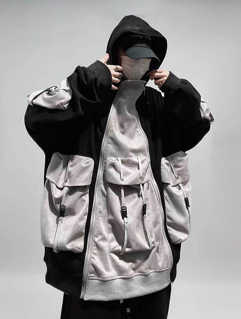YEH1 Patchwork Functional Hoodie - Grey / S