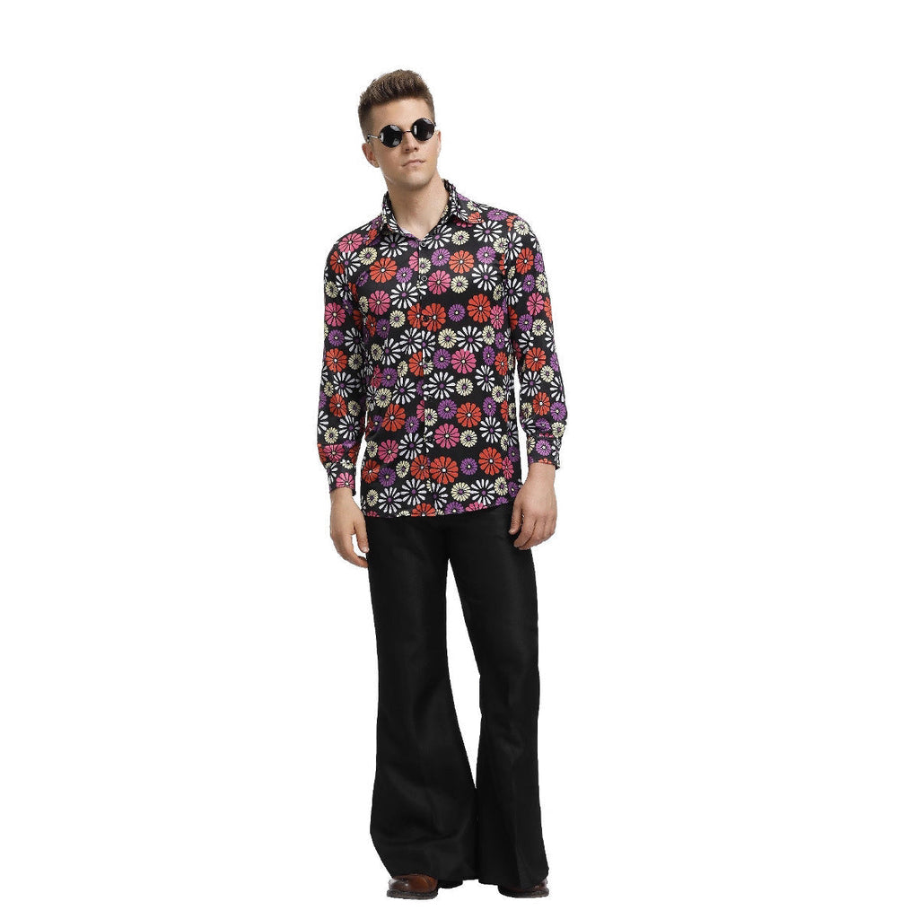 70s Disco Onesie Costume - Vintage Hippie Flower Power Jumpsuit for Couple Show & Theme Parties