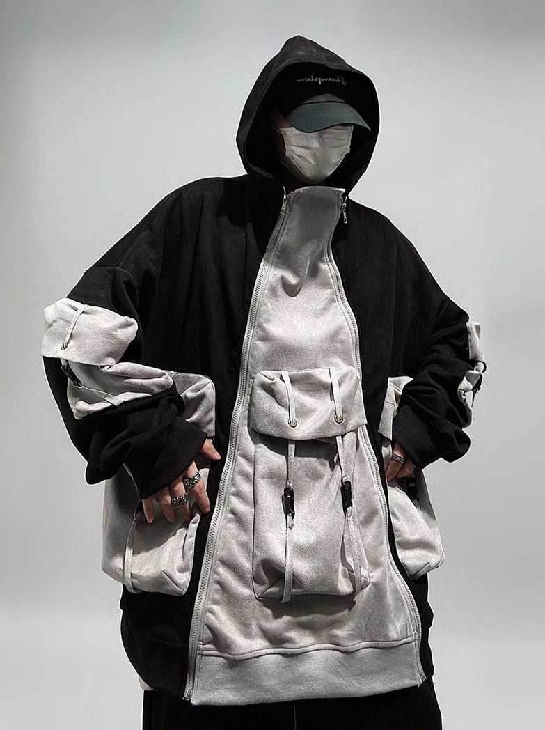YEH1 Patchwork Functional Hoodie - Grey / S