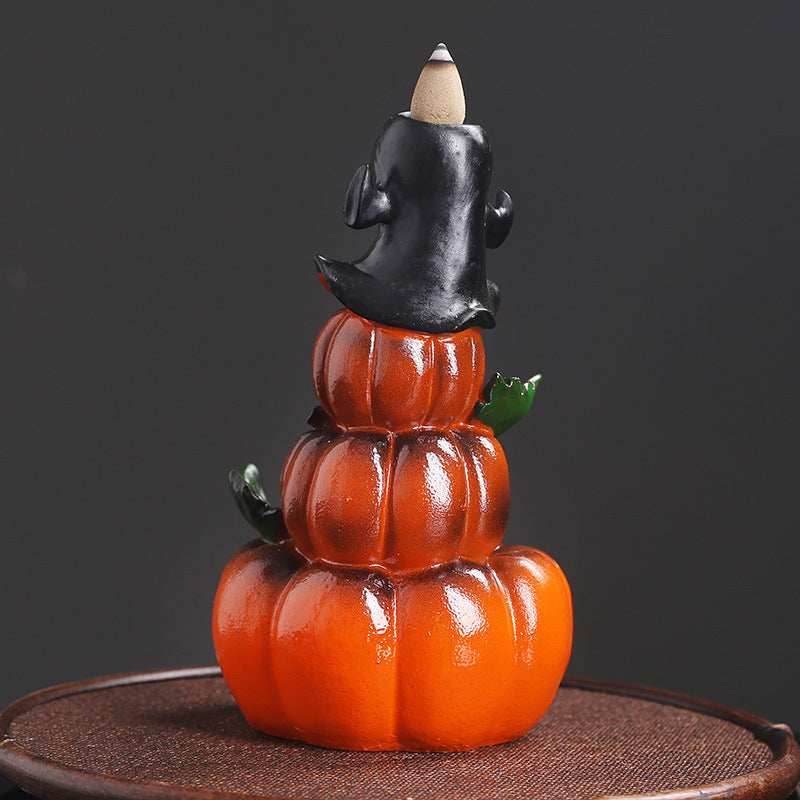 Handmade Halloween Pumpkin Backflow Incense Burner Waterfall - 