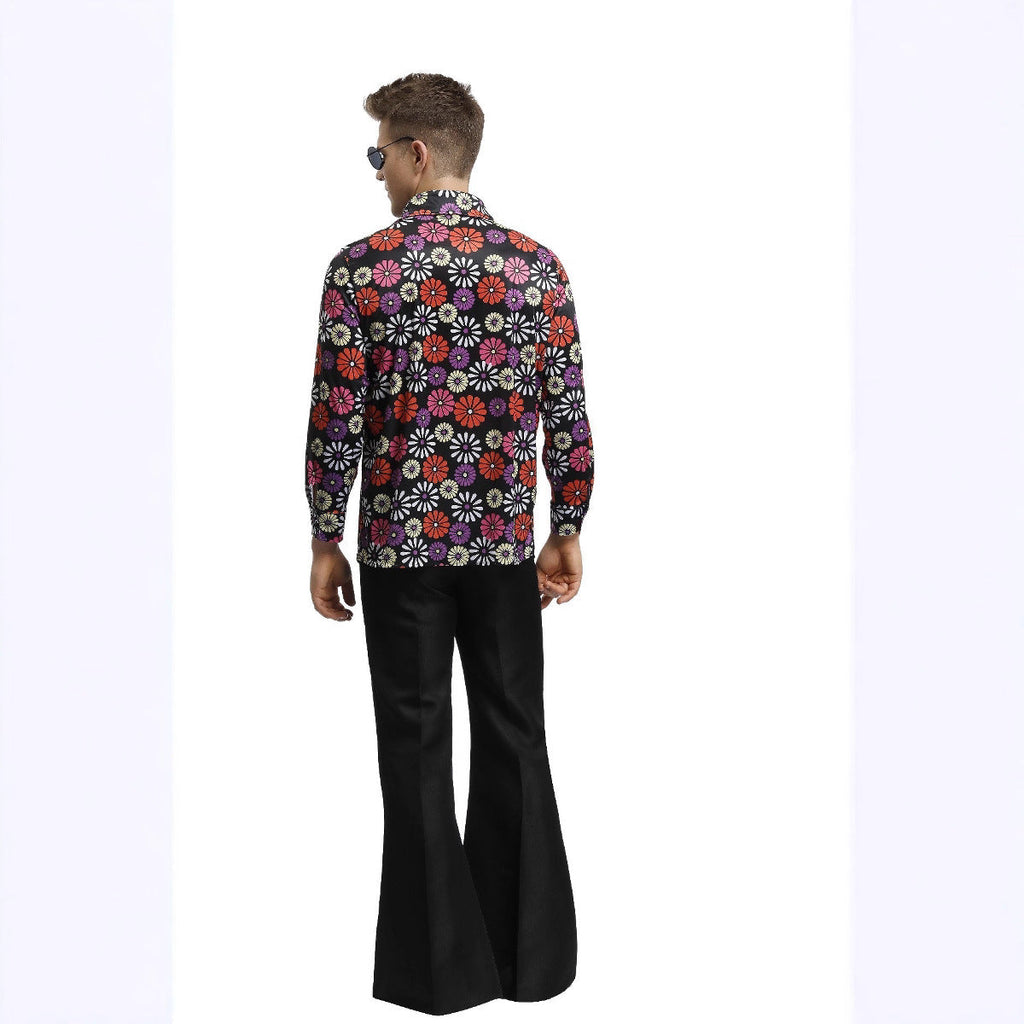 70s Disco Onesie Costume - Vintage Hippie Flower Power Jumpsuit for Couple Show & Theme Parties