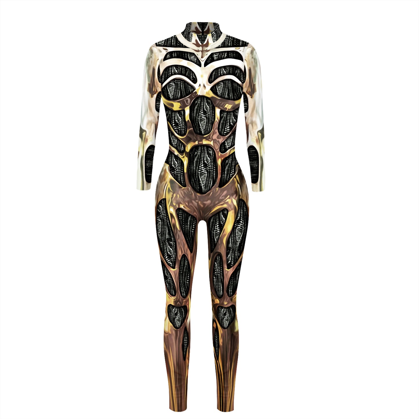 Machine Armor 3D Digital Printing Slim Slimming Jumpsuit For Women-DungeonDice1
