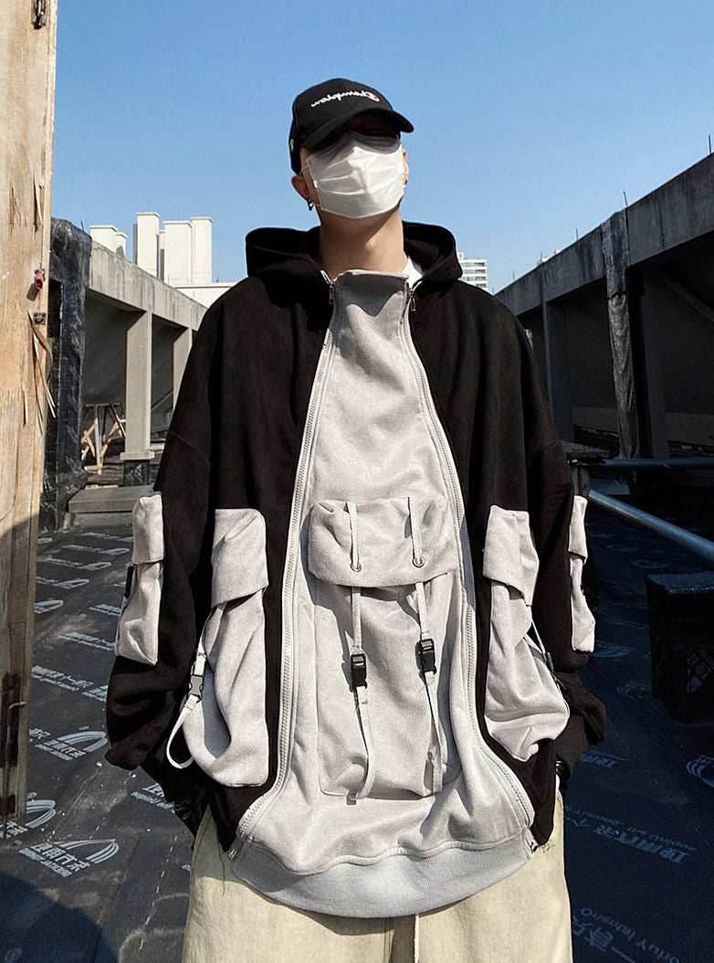 YEH1 Patchwork Functional Hoodie - Grey / S