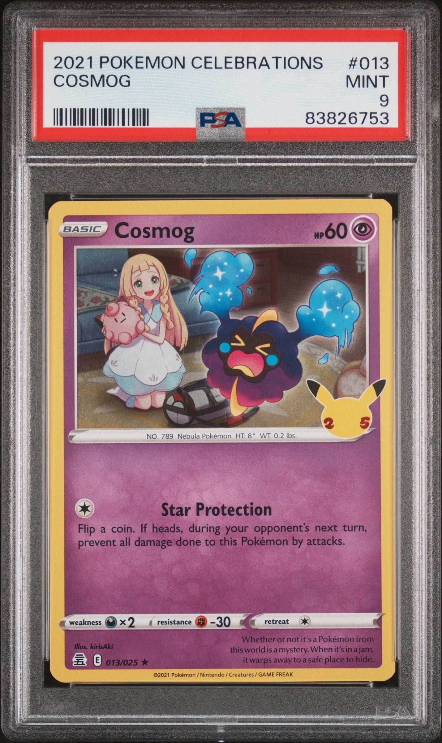 2021 POKEMON CELEBRATIONS COSMOG #13 PSA 9 - 