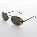 Steampunk Goggle Sunglass with Side Shields Vintage - Orson - Antique Bronze / Green Lens